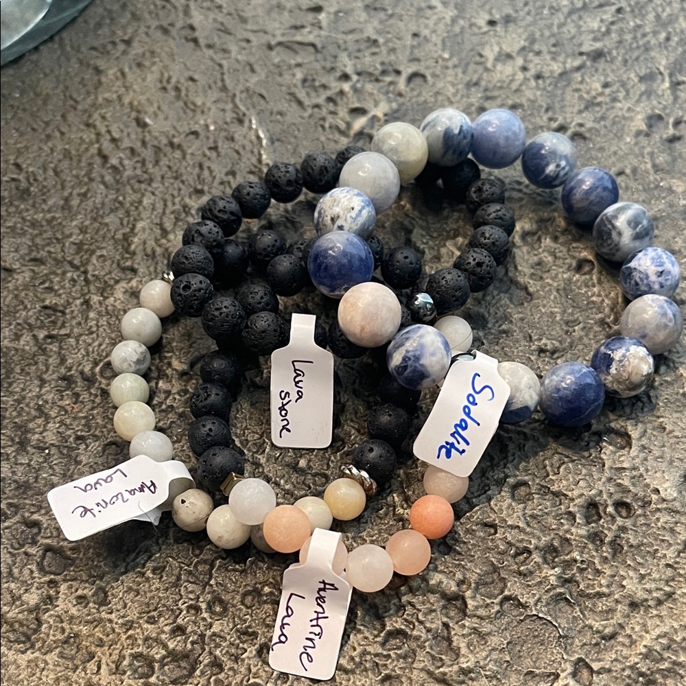 Sodalite and Lava Stone Bracelet Set- Lot of 4- NWT